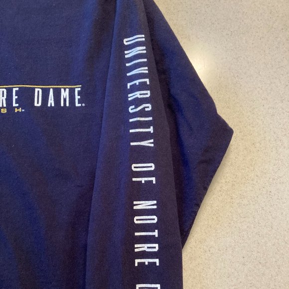 Notre Dame Navy Long Sleeve T Shirt Size M Unisex - Picture 8 of 11